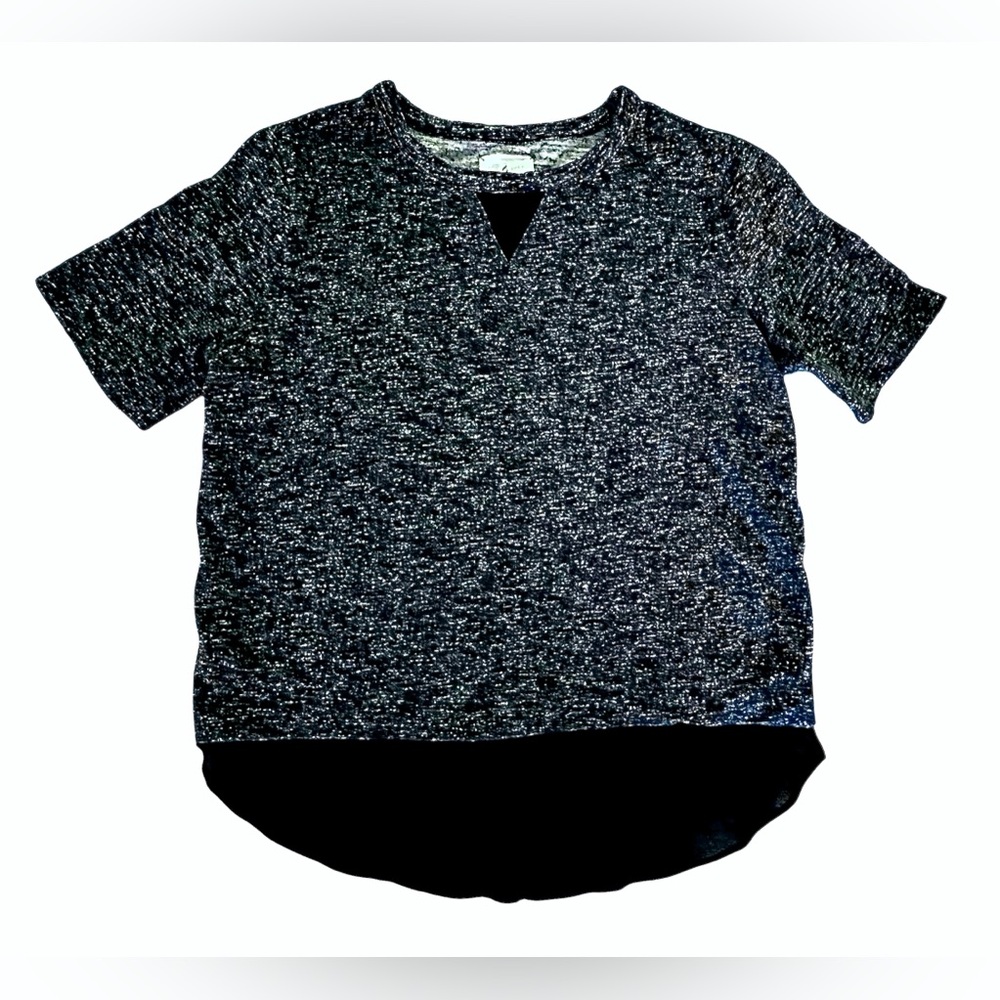 Lou & Grey Short Sleeve Cotton Black Shirt Size Medium